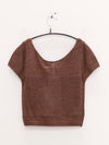 SWAYING 25 Early Autumn Shoulder Hollow Short Sleeve Knit Cardigan SW-SW25PF1T10C3-ZONG Brown